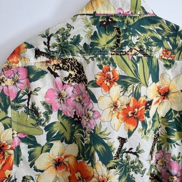 Le 31 Men’s Large Green Floral Hawaiian Camp Long Sleeve Button Down Shirt - Picture 9 of 11